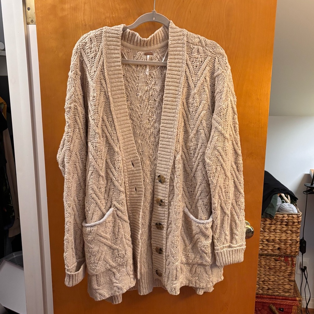 Free people chunky knit long cardigan NWT